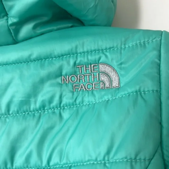 THE NORTH FACE Reversible Mossbud Swirl Insulated Jacket teal size 12/18 - Picture 8 of 11